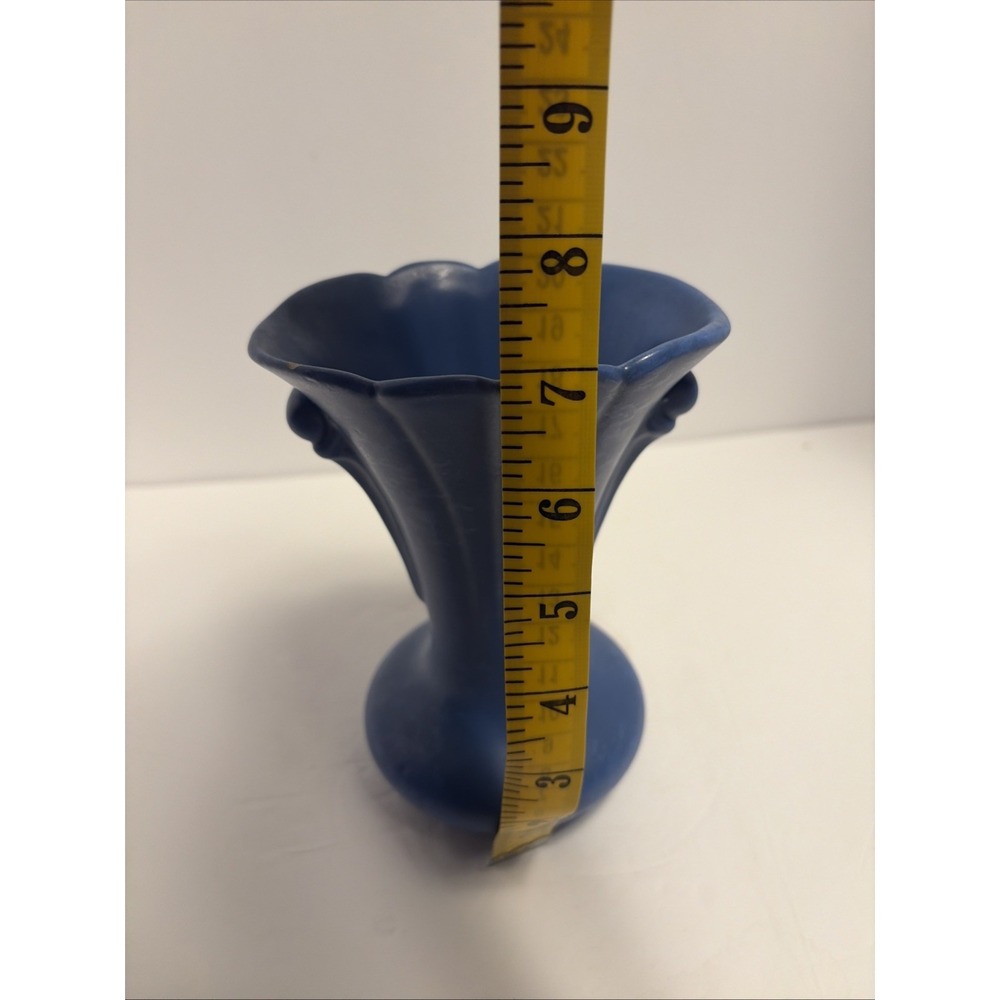 Vintage Niloak Pottery Vase Blue Matte Modeled Glaze Urn Style - Picture 8 of 9